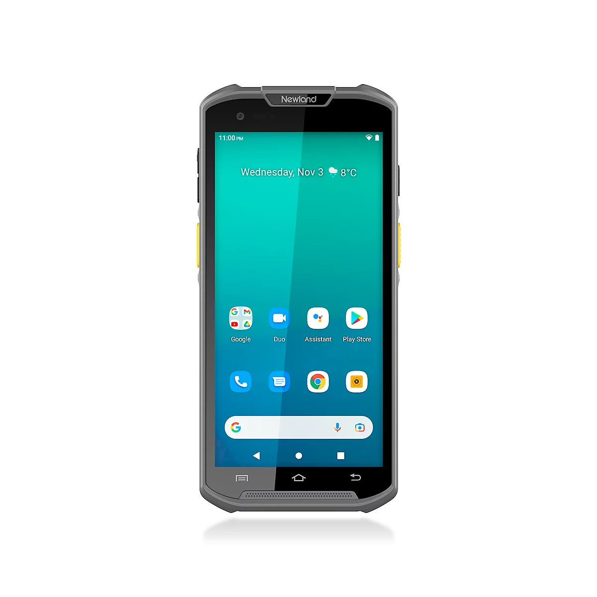 Smartphone à écran tactile. Des applications et la date sont affichées à l'écran.