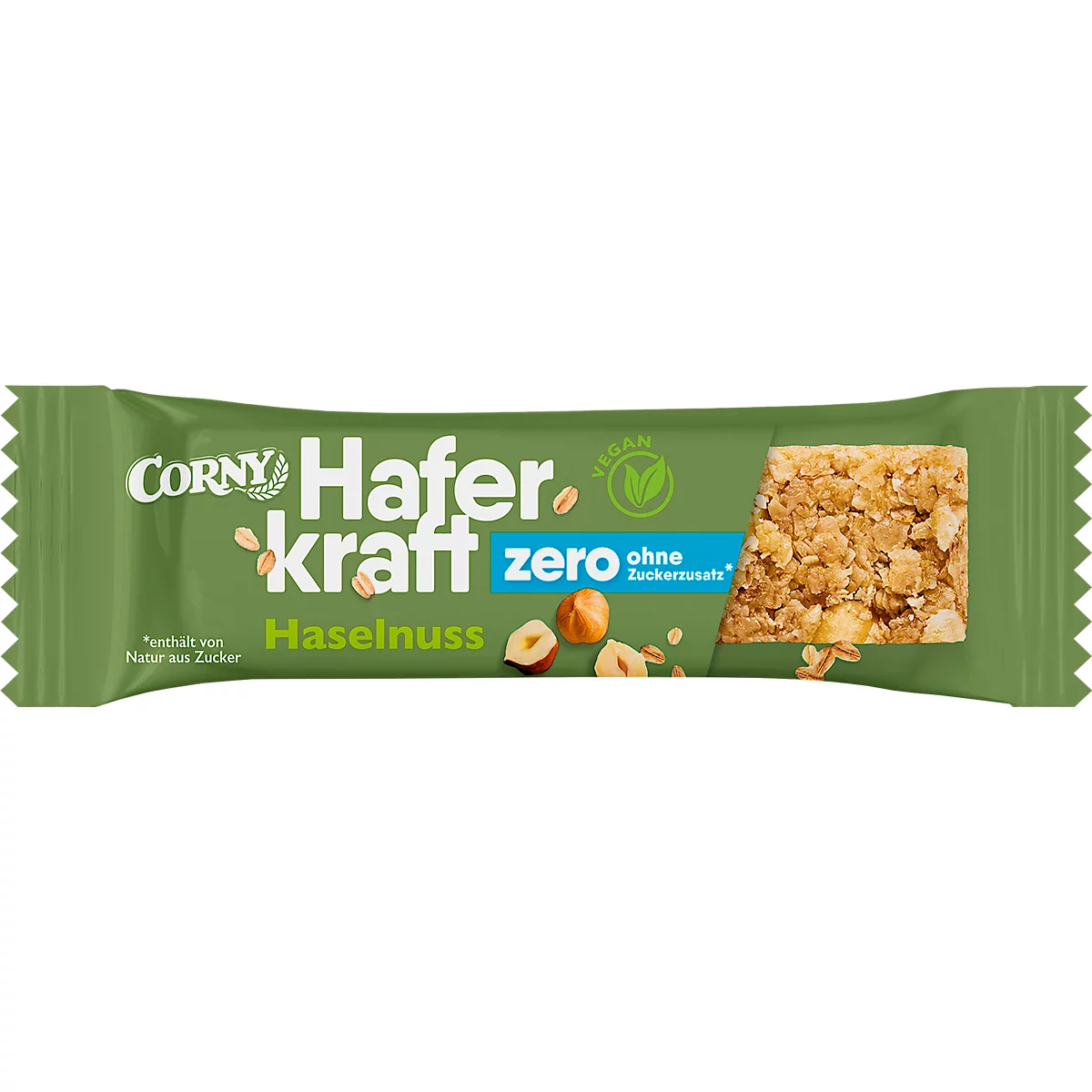 Mueslireep Corny Haferkraft Zero Hazelnoot, doos van 12 repen, 50g per stuk