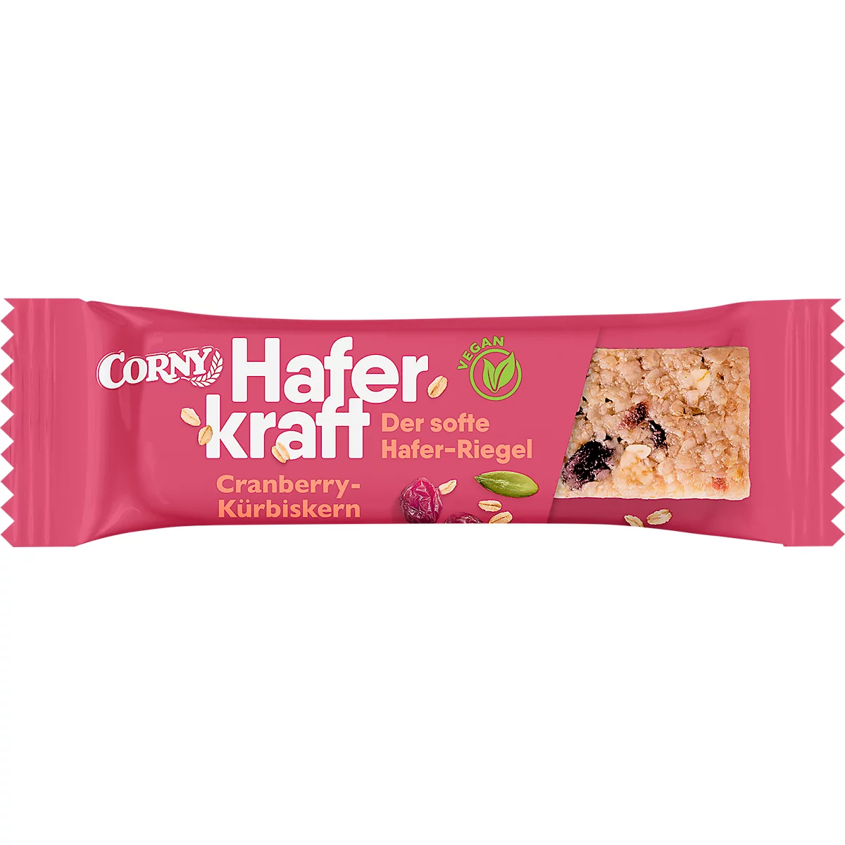 Mueslireep Corny Oat Power Cranberry-Pompoenzaad, doos van 12 repen, 65 g per stuk