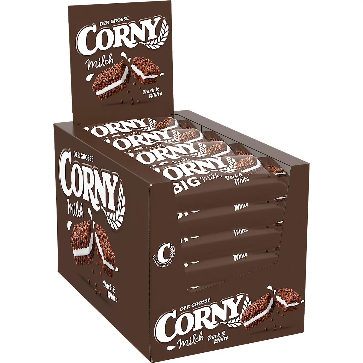 Müsliriegel Corny Milch Dark & White, Karton mit 24 Riegel je 40 g