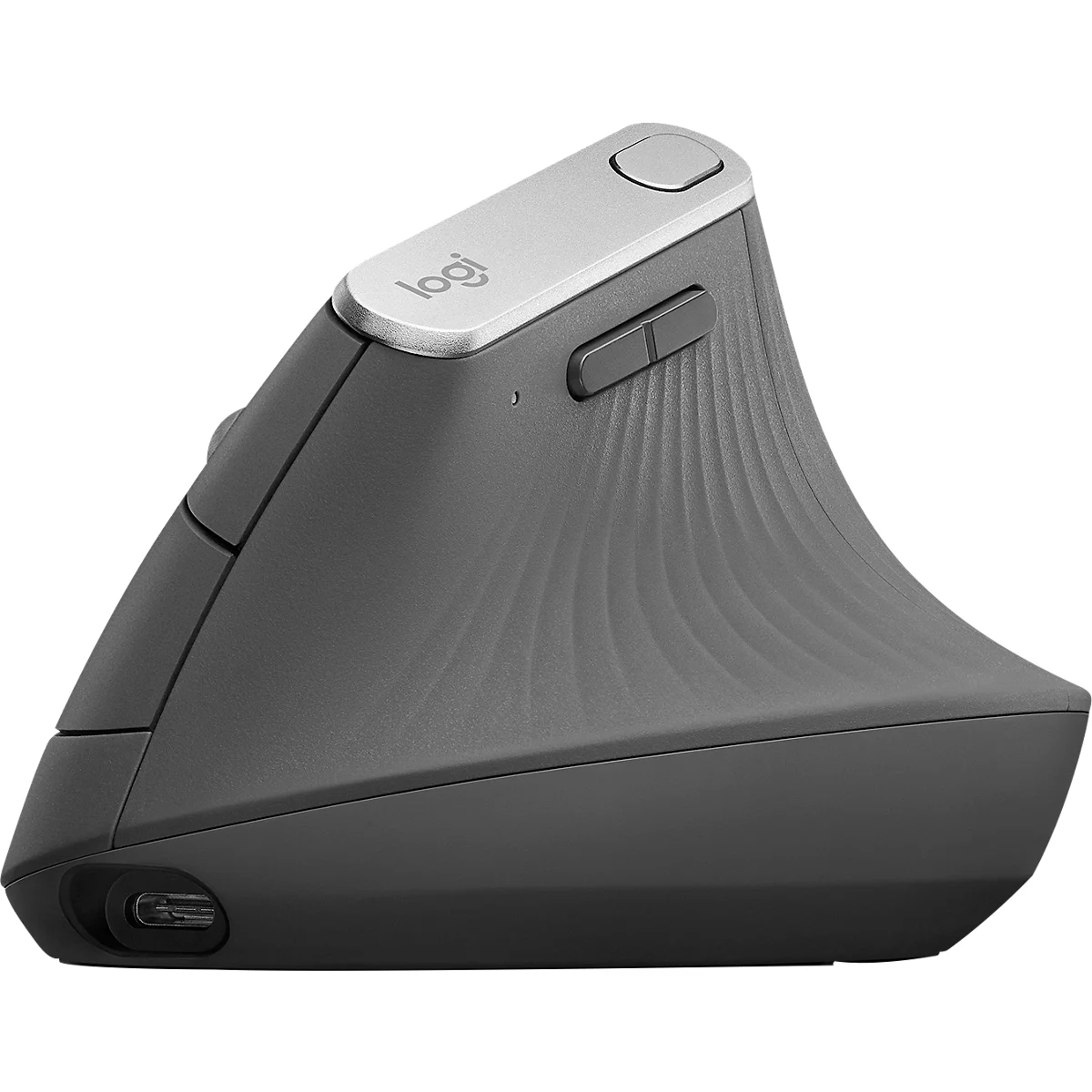 Muis Logitech MX verticaal, optisch, BT/kabel, 6 knoppen, 4000 dpi, ergonomisch, grafietgrijs