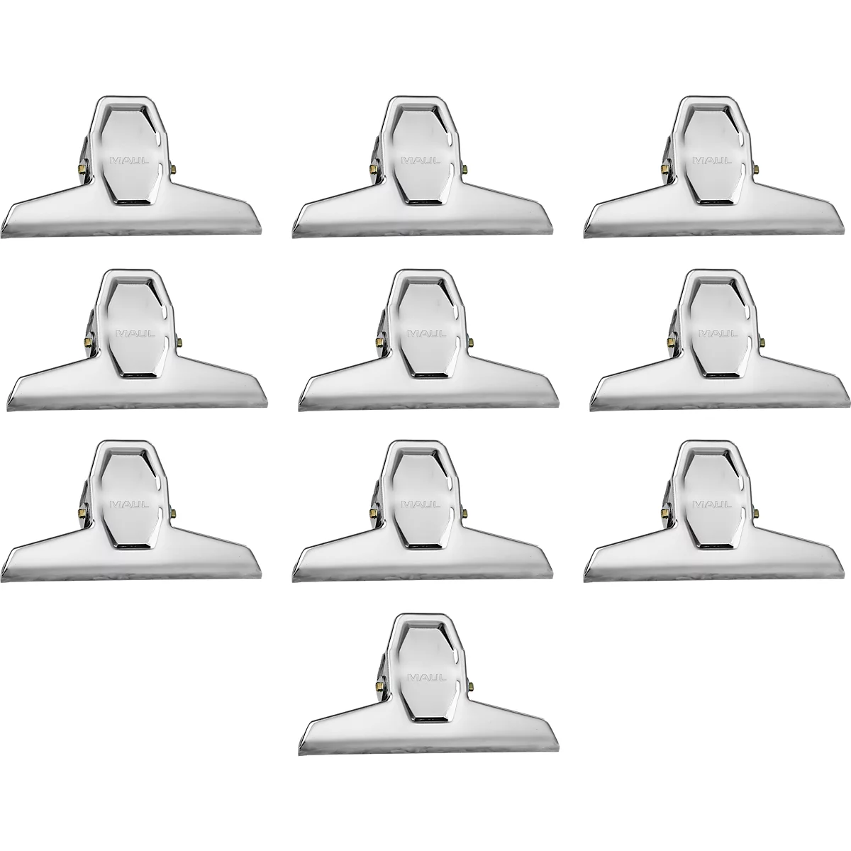 Multi pince MAUL, largeur 125 mm &amp; largeur de serrage 30 mm, avec ressort à spirale, nickelé, revêtement métallique en poudre, 10 pcs.