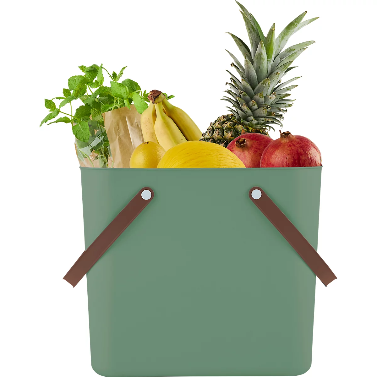 Multibag ALBULA "Classic", 25 Liter, bis 40 kg, Bügelgriffe, Recyclingkunststoff, L 400 x B 235 x H 340 mm, grün