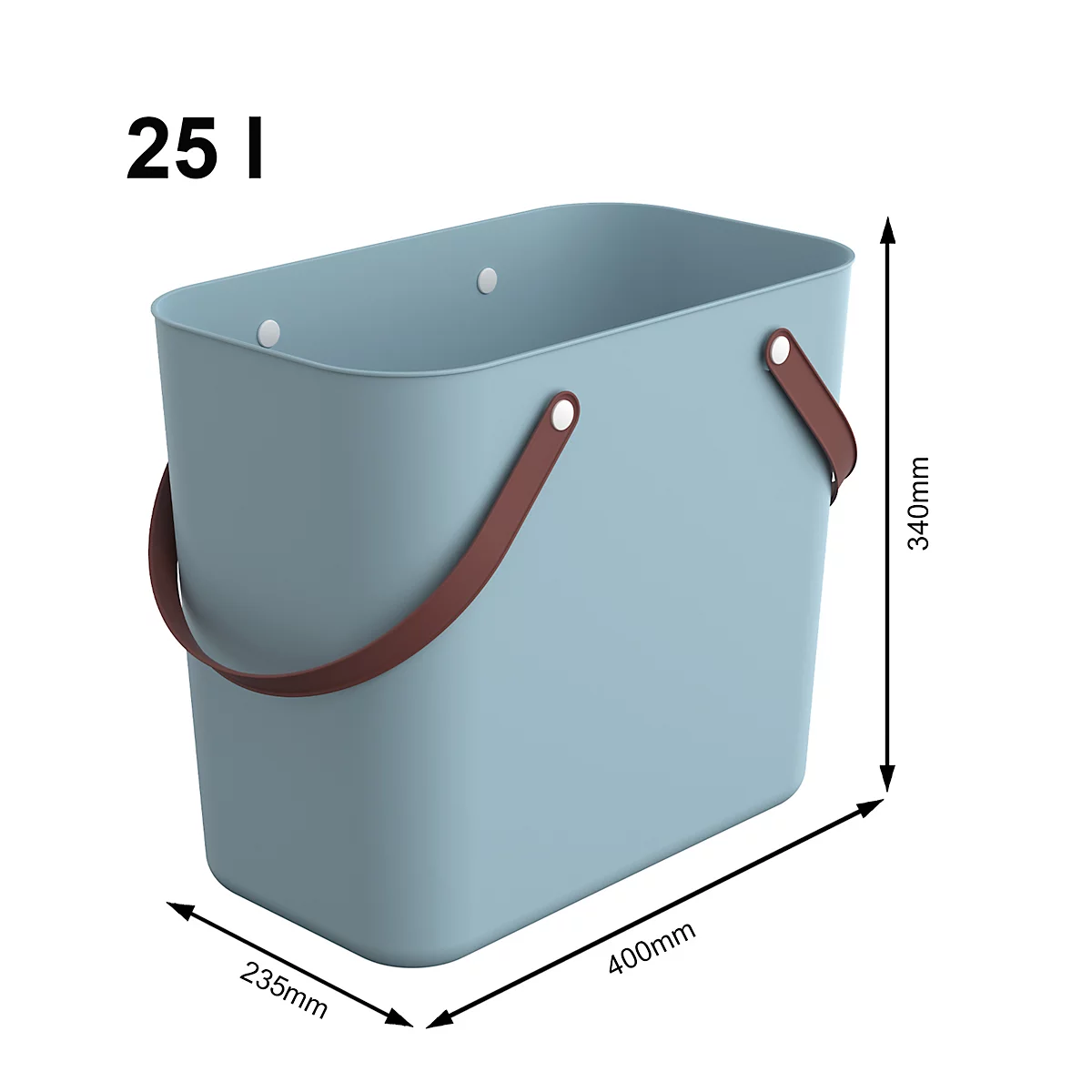 Multibag ALBULA "Classic", 25 Liter, bis 40 kg, Bügelgriffe, Recyclingkunststoff, L 400 x B 235 x H 340 mm, türkis