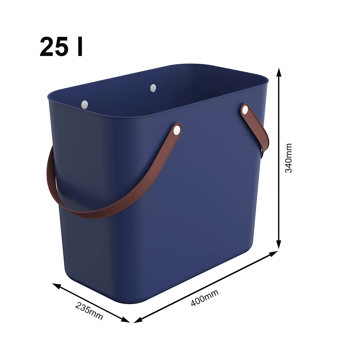 Multibag ALBULA "Classic", 25 litres, jusqu'à 40 kg, poignées en forme d'arceau, plastique recyclé, L 400 x l 235 x H 340 mm, bleu