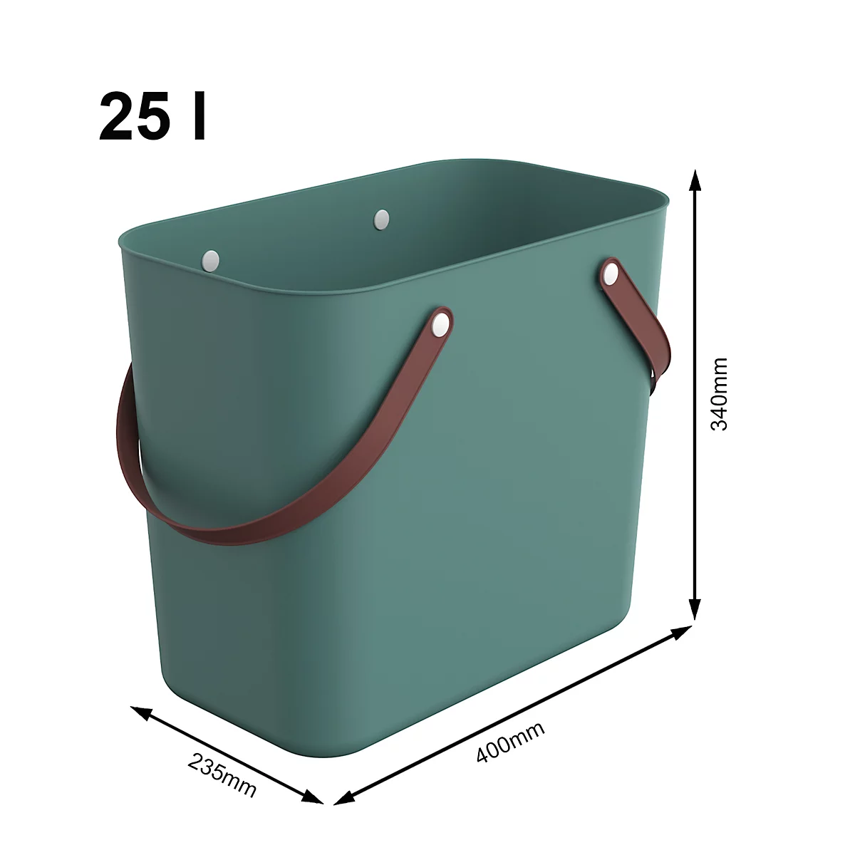 Multibag ALBULA 'Classic', 25 litres, jusqu'à 40 kg, poignées en forme d'arceau, plastique recyclé, L 400 x l 235 x H 340 mm, vert