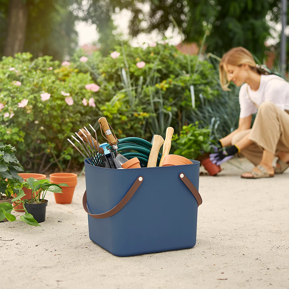 Multibag ALBULA "Classic", 40 Liter, bis 40 kg, Bügelgriffe, Recyclingkunststoff, L 398 x B 355 x H 340 mm, blau