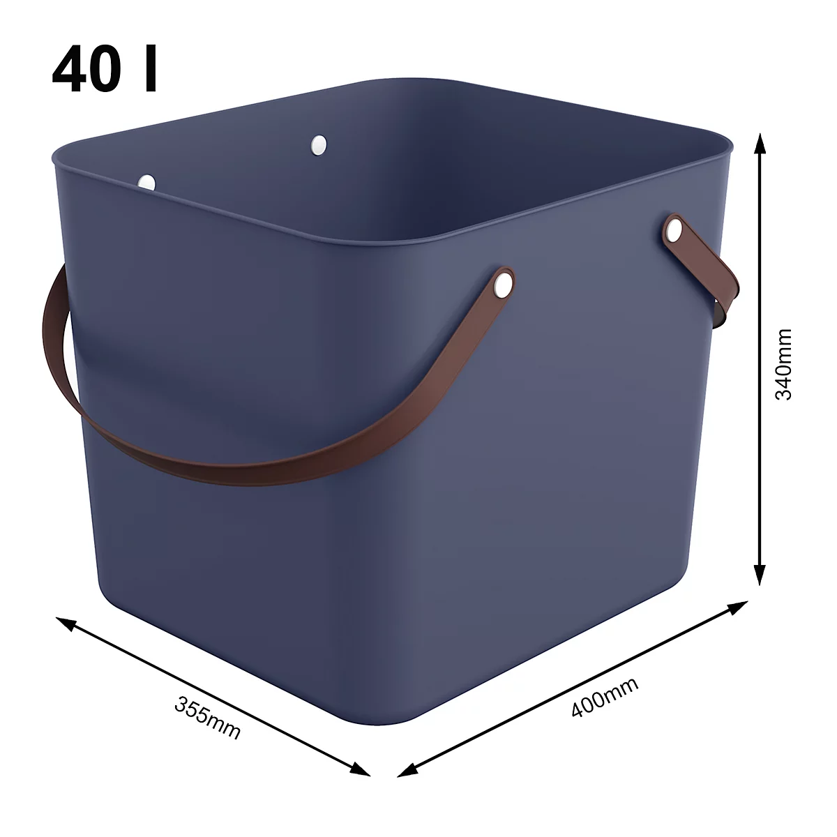 Multibag ALBULA "Classic", 40 Liter, bis 40 kg, Bügelgriffe, Recyclingkunststoff, L 398 x B 355 x H 340 mm, blau