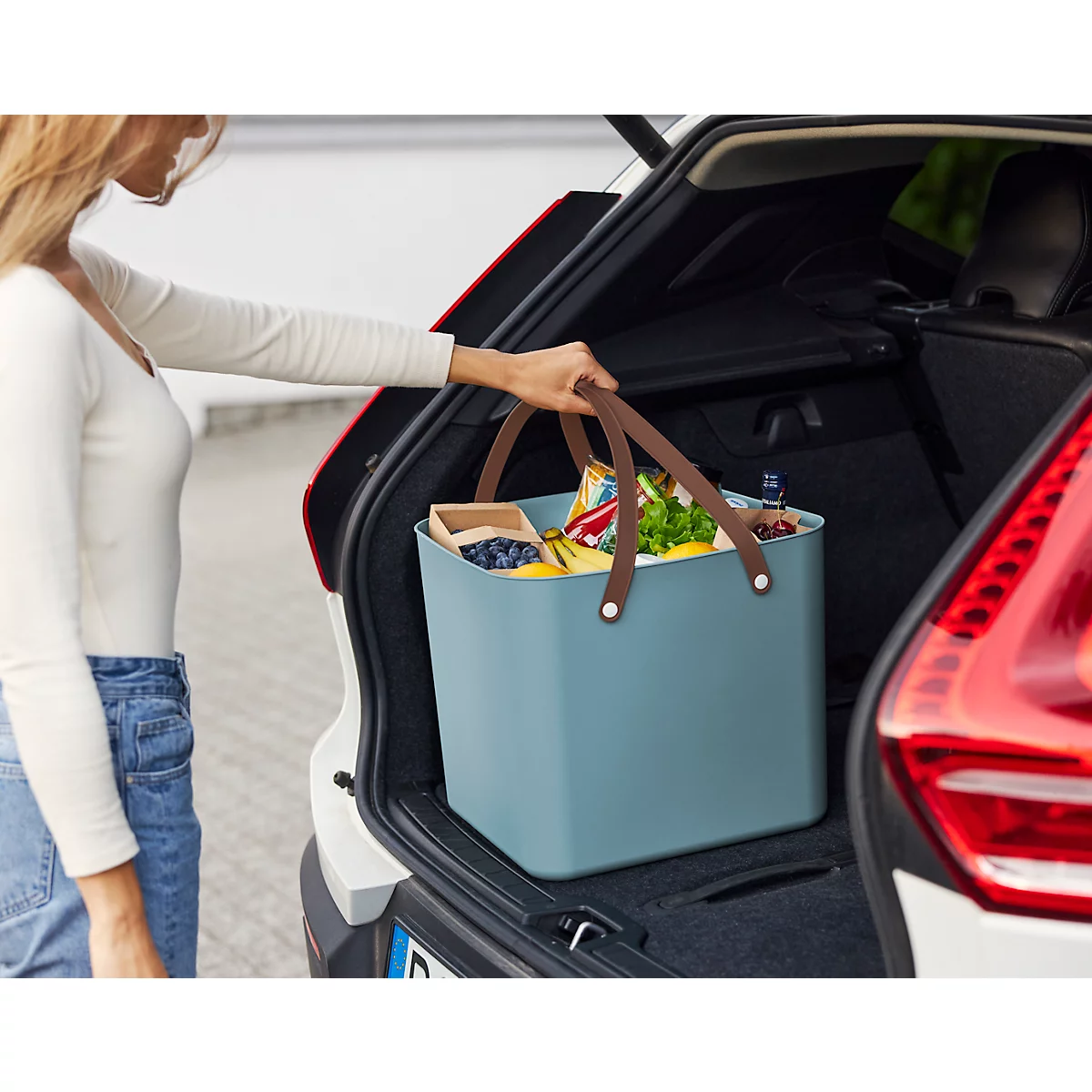 Multibag ALBULA "Classic", 40 Liter, bis 40 kg, Bügelgriffe, Recyclingkunststoff, L 398 x B 355 x H 340 mm, türkis