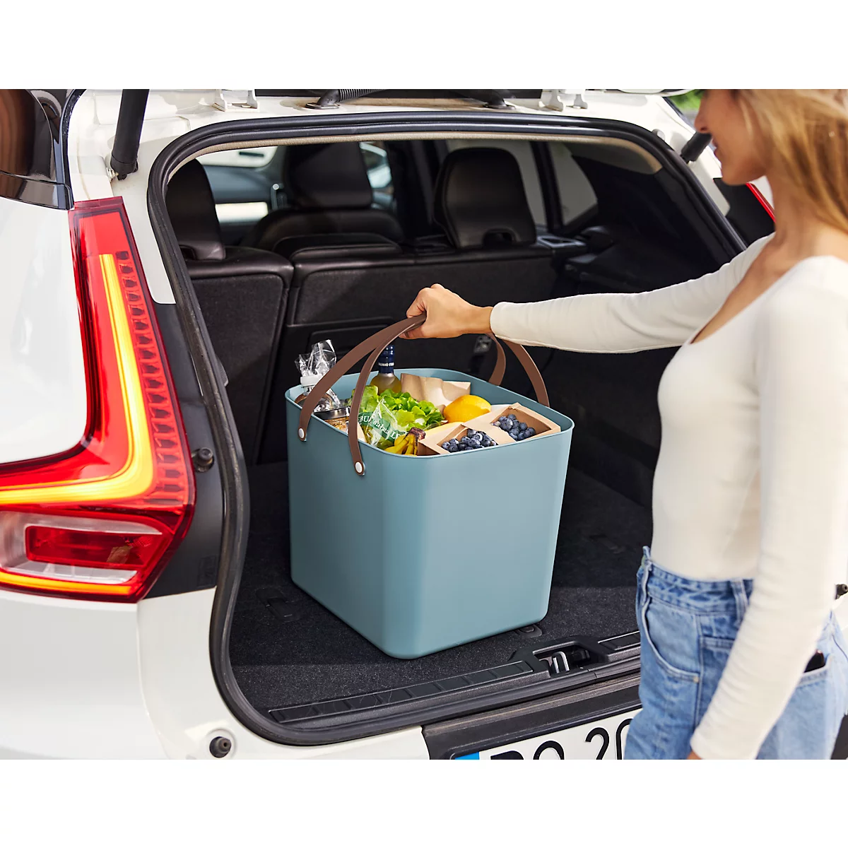 Multibag ALBULA "Classic", 40 Liter, bis 40 kg, Bügelgriffe, Recyclingkunststoff, L 398 x B 355 x H 340 mm, türkis