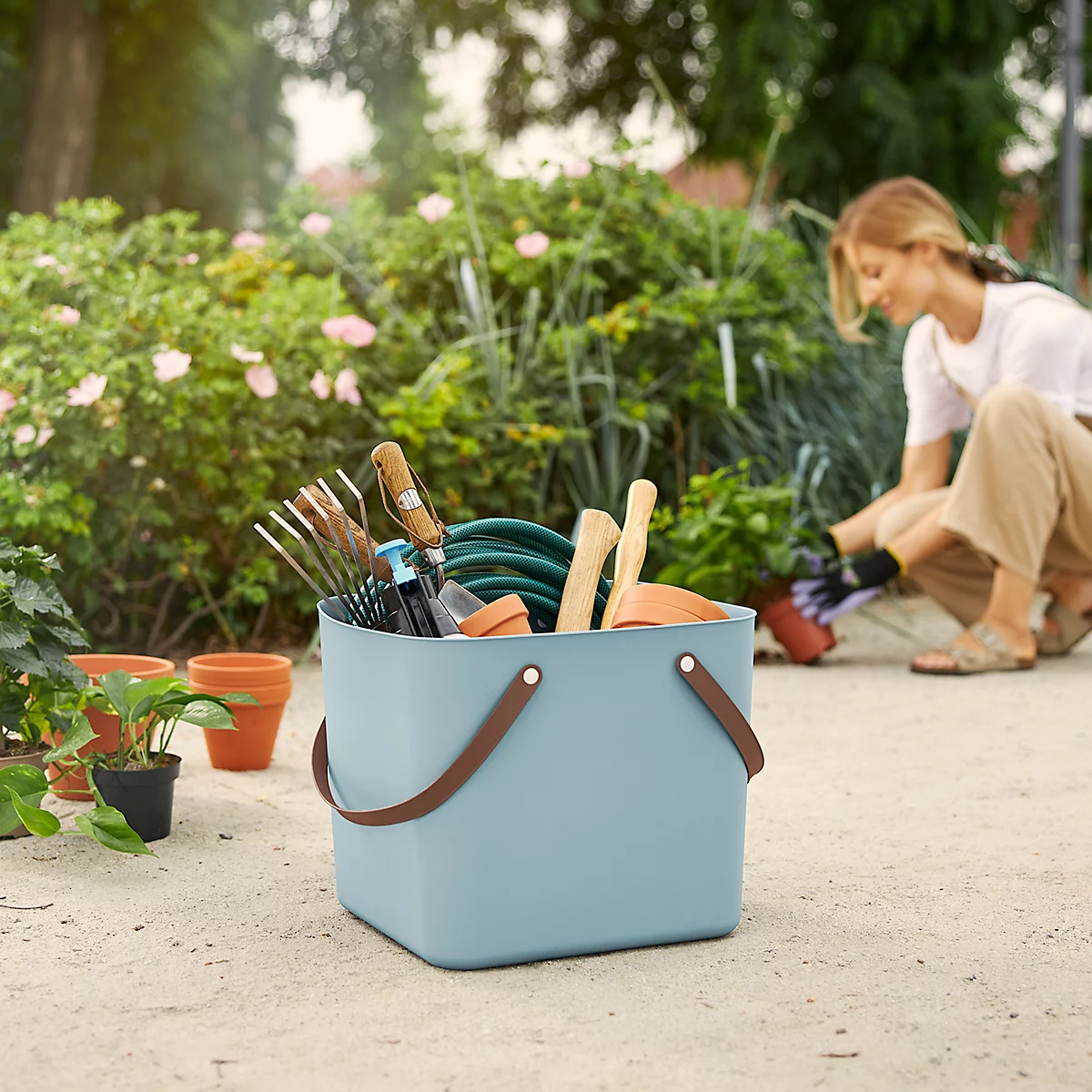 Multibag ALBULA "Classic", 40 Liter, bis 40 kg, Bügelgriffe, Recyclingkunststoff, L 398 x B 355 x H 340 mm, türkis