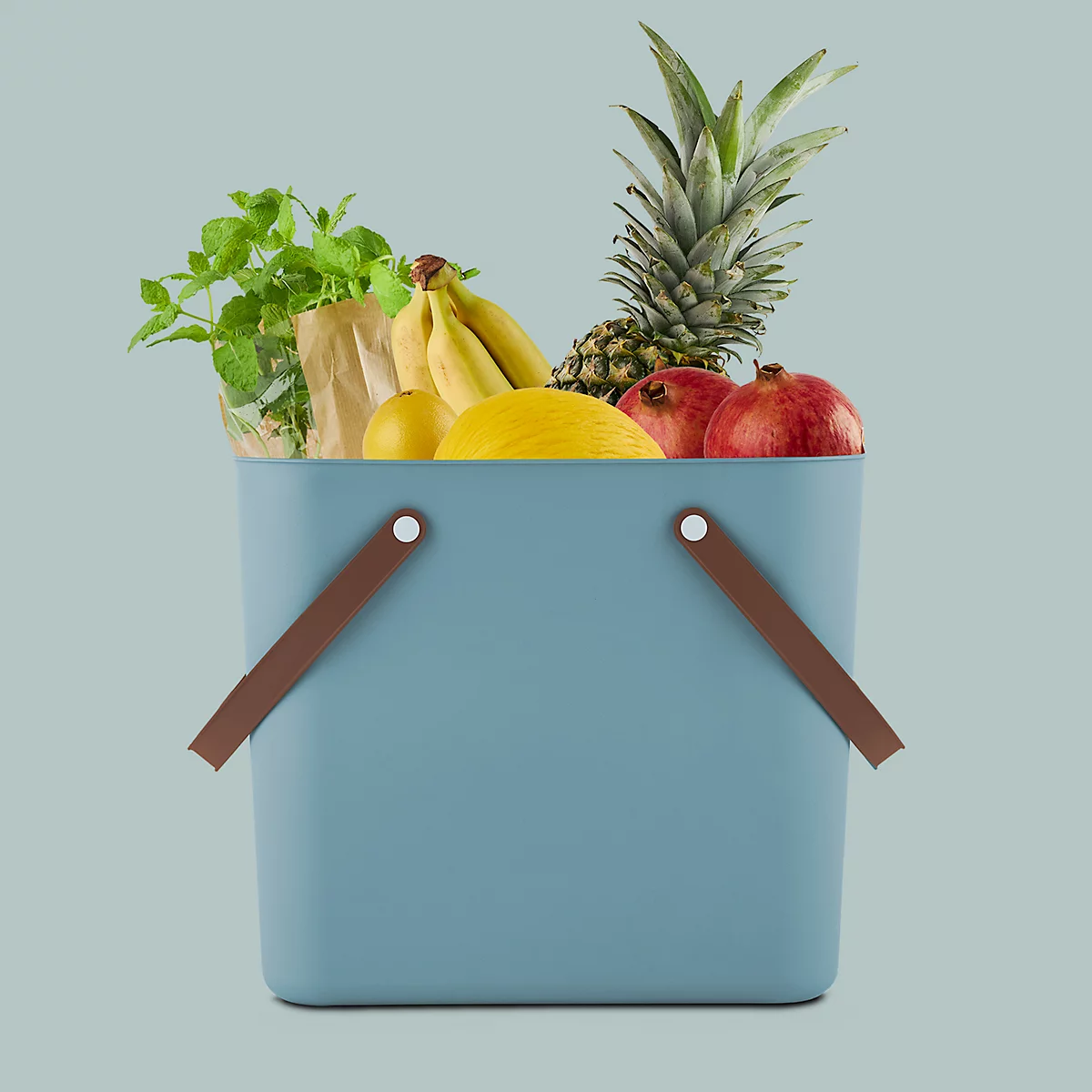 Multibag ALBULA "Classic", 40 Liter, bis 40 kg, Bügelgriffe, Recyclingkunststoff, L 398 x B 355 x H 340 mm, türkis