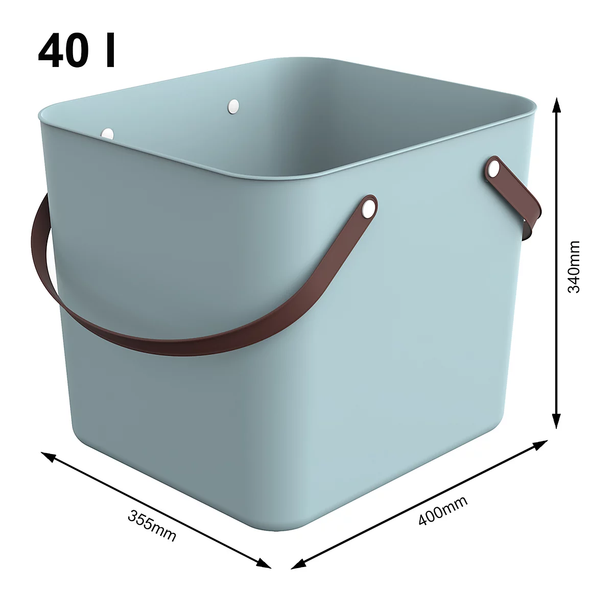Multibag ALBULA "Classic", 40 Liter, bis 40 kg, Bügelgriffe, Recyclingkunststoff, L 398 x B 355 x H 340 mm, türkis