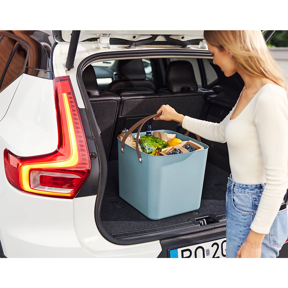 Multibag ALBULA "Classic", 40 Liter, bis 40 kg, Bügelgriffe, Recyclingkunststoff, L 398 x B 355 x H 340 mm, türkis