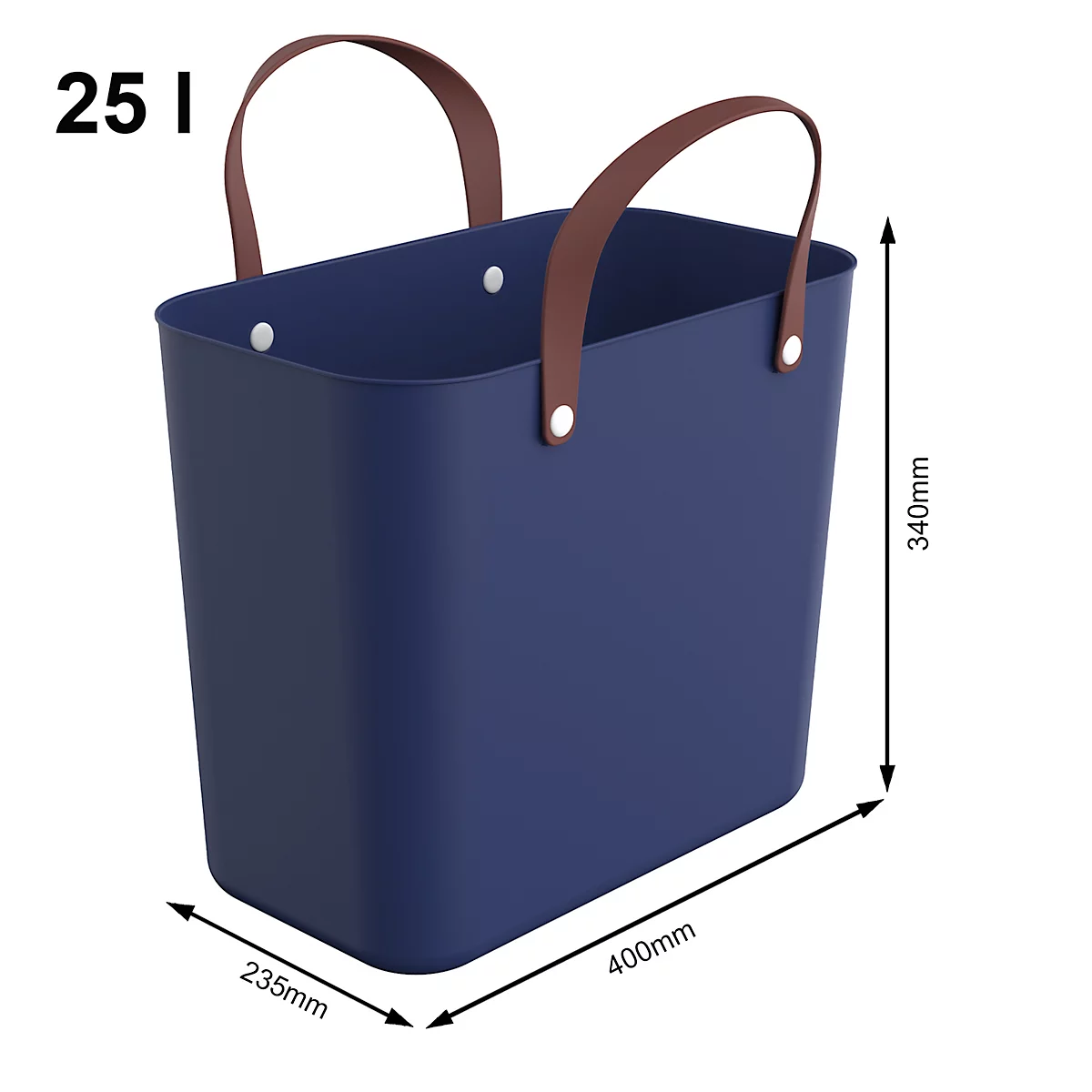 Multibag ALBULA "Style", 25 Liter, bis 40 kg, ergonomische Griffe, Recyclingkunststoff, L 400 x B 235 x H 340 mm, blau