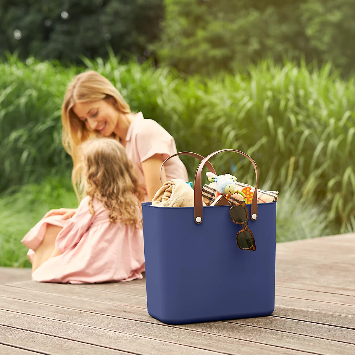 Multibag ALBULA "Style", 25 Liter, bis 40 kg, ergonomische Griffe, Recyclingkunststoff, L 400 x B 235 x H 340 mm, blau