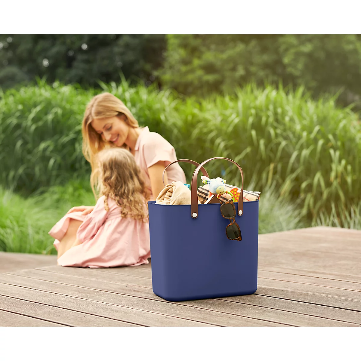 Multibag ALBULA "Style", 25 Liter, bis 40 kg, ergonomische Griffe, Recyclingkunststoff, L 400 x B 235 x H 340 mm, blau