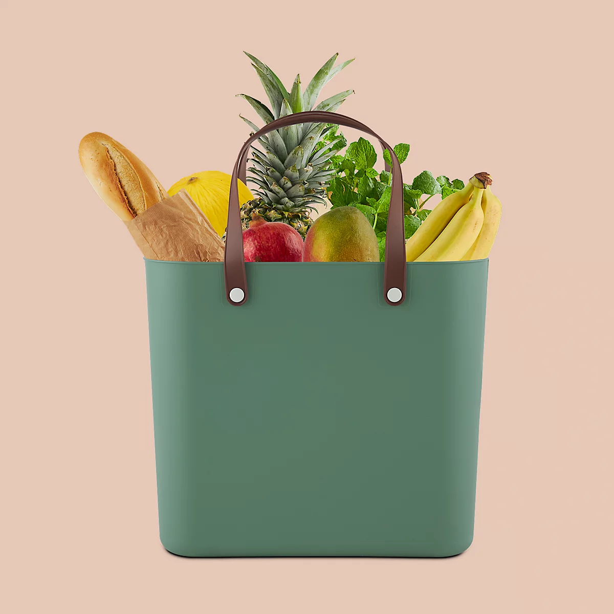 Multibag ALBULA "Style", 25 Liter, bis 40 kg, ergonomische Griffe, Recyclingkunststoff, L 400 x B 235 x H 340 mm, grün