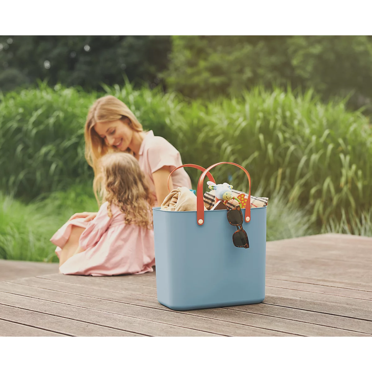 Multibag ALBULA "Style", 25 Liter, bis 40 kg, ergonomische Griffe, Recyclingkunststoff, L 400 x B 235 x H 340 mm, himmelblau