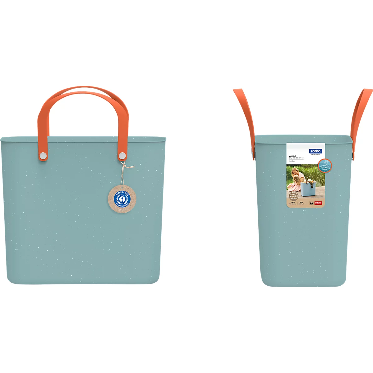 Multibag ALBULA "Style", 25 Liter, bis 40 kg, ergonomische Griffe, Recyclingkunststoff, L 400 x B 235 x H 340 mm, himmelblau