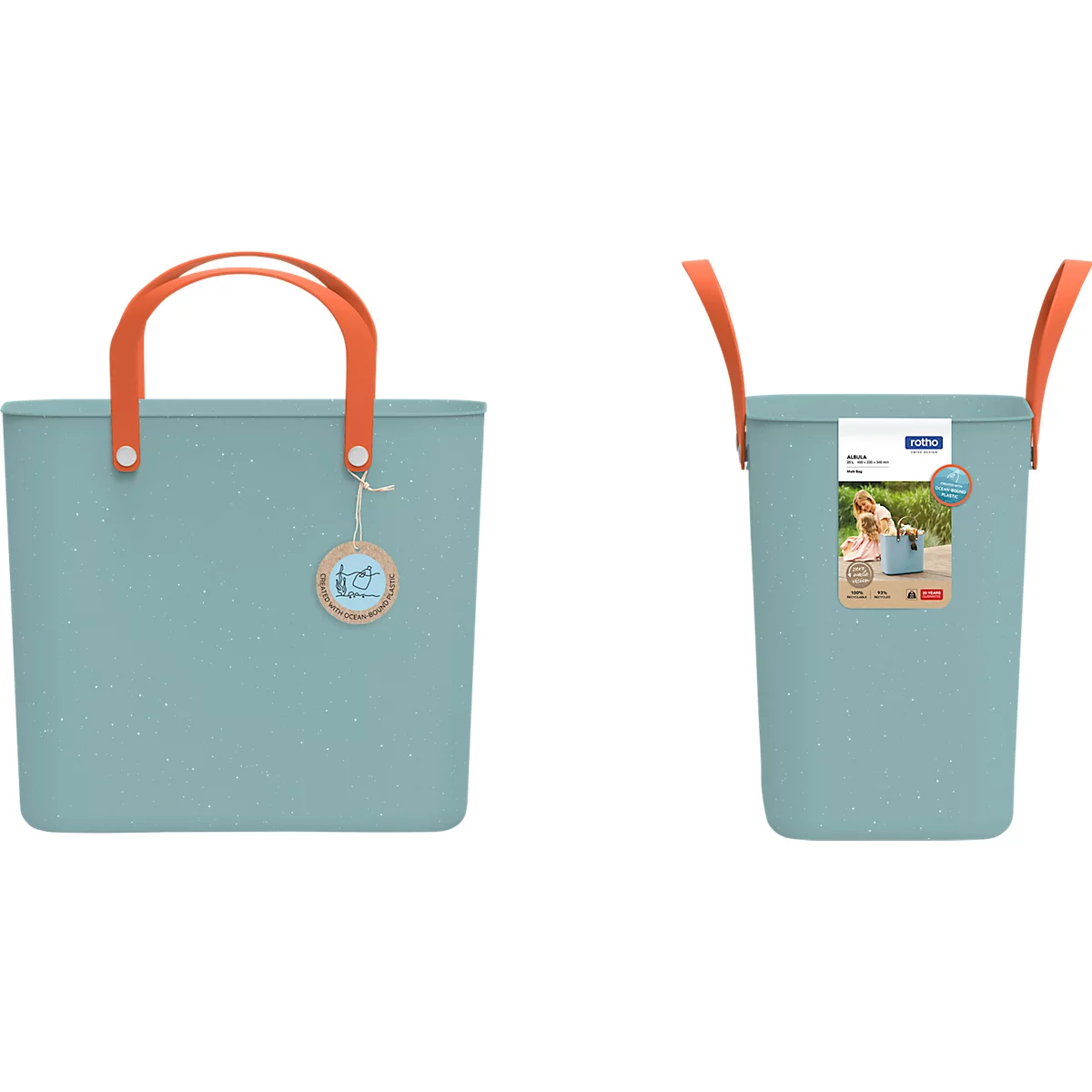 Multibag ALBULA "Style", 25 Liter, bis 40 kg, ergonomische Griffe, Recyclingkunststoff, L 400 x B 235 x H 340 mm, himmelblau