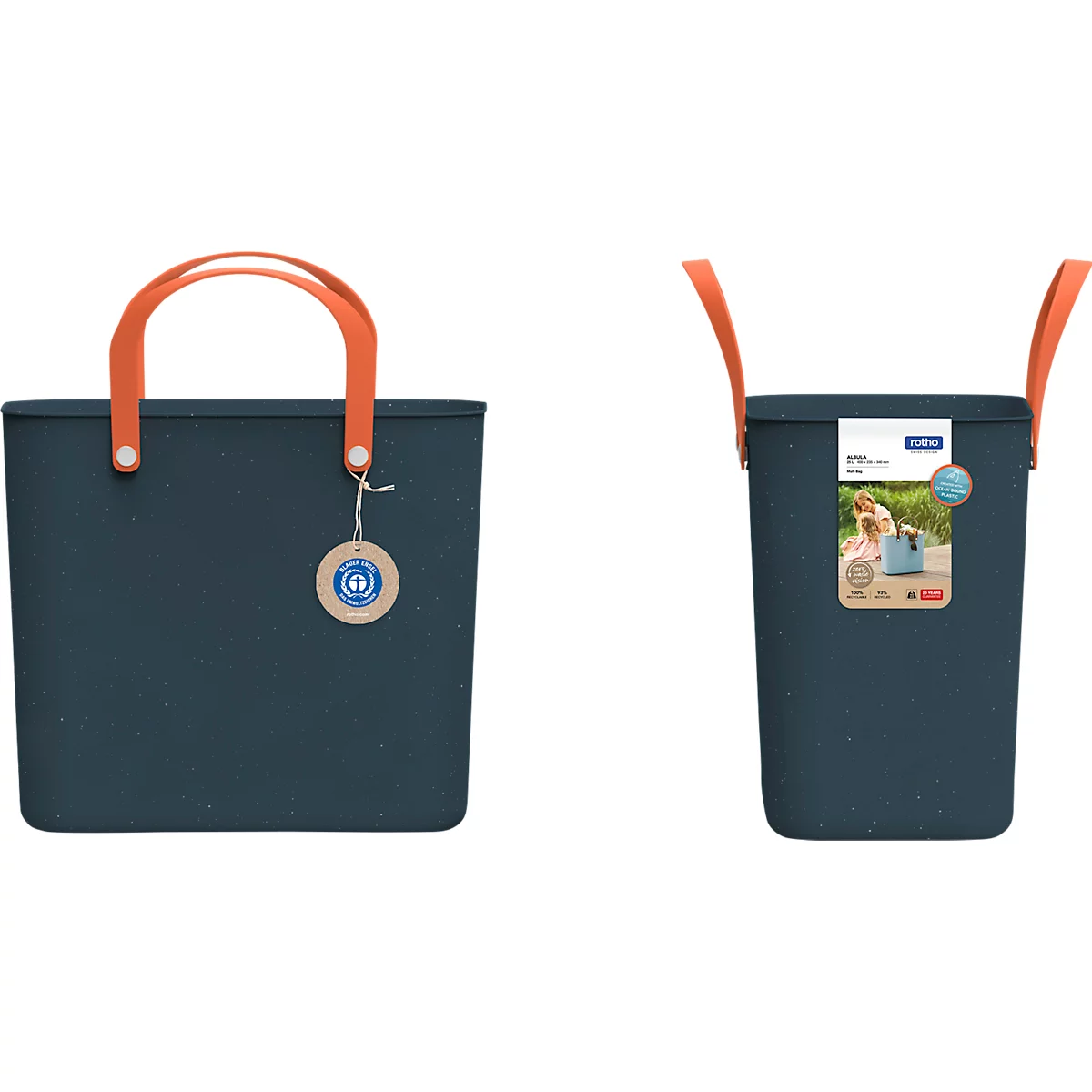 Multibag ALBULA "Style", 25 Liter, bis 40 kg, ergonomische Griffe, Recyclingkunststoff, L 400 x B 235 x H 340 mm, navyblau