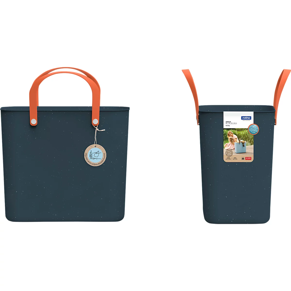 Multibag ALBULA "Style", 25 Liter, bis 40 kg, ergonomische Griffe, Recyclingkunststoff, L 400 x B 235 x H 340 mm, navyblau