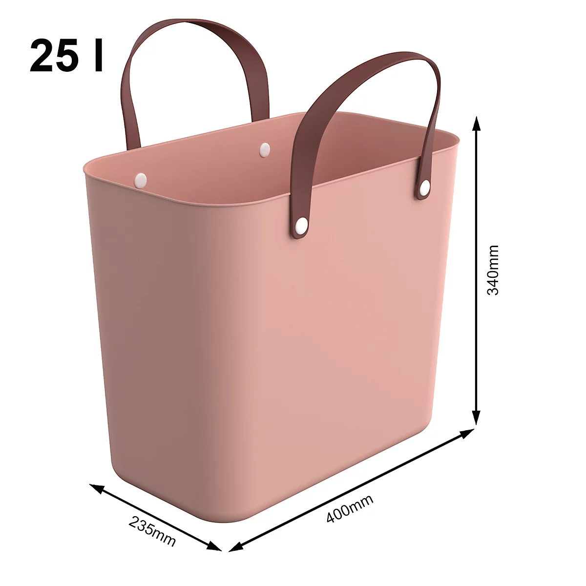 Multibag ALBULA 'Style', 25 Liter, bis 40 kg, ergonomische Griffe, Recyclingkunststoff, L 400 x B 235 x H 340 mm, rosa