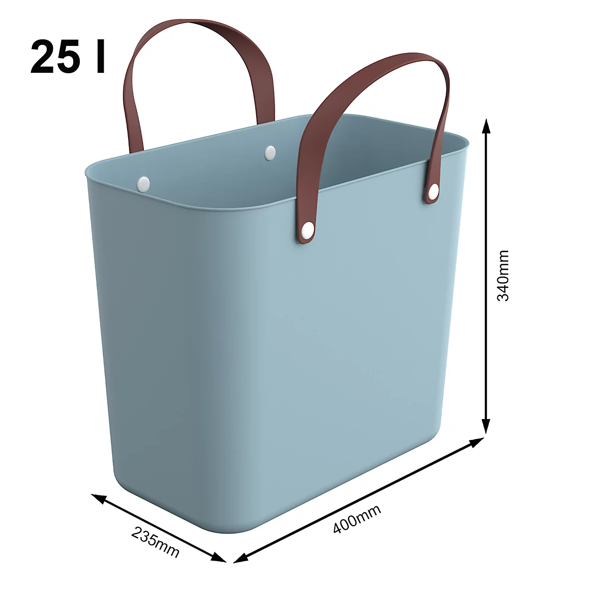 Multibag ALBULA "Style", 25 Liter, bis 40 kg, ergonomische Griffe, Recyclingkunststoff, L 400 x B 235 x H 340 mm, türkis
