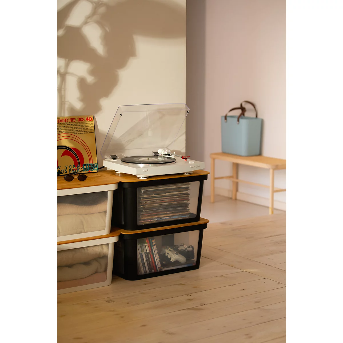 Multibag ALBULA "Style", 25 Liter, bis 40 kg, ergonomische Griffe, Recyclingkunststoff, L 400 x B 235 x H 340 mm, türkis