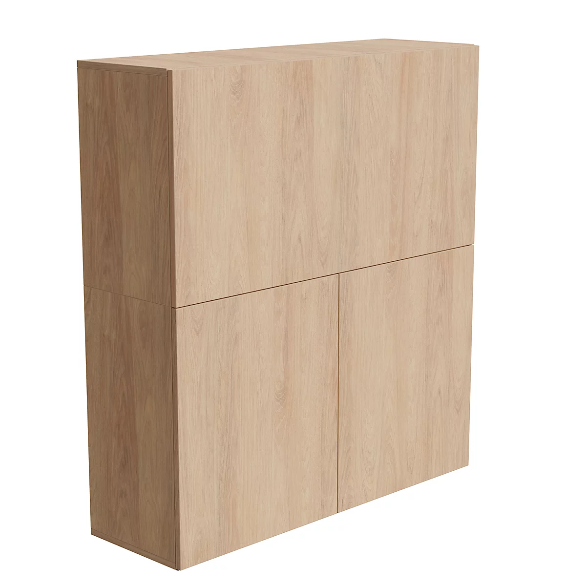 Multicontainer Home Office, verrijdbaar onderstel, opklapbaar zijpaneel links, B 480-1080 x D 800 x H 740 mm, eiken/wit