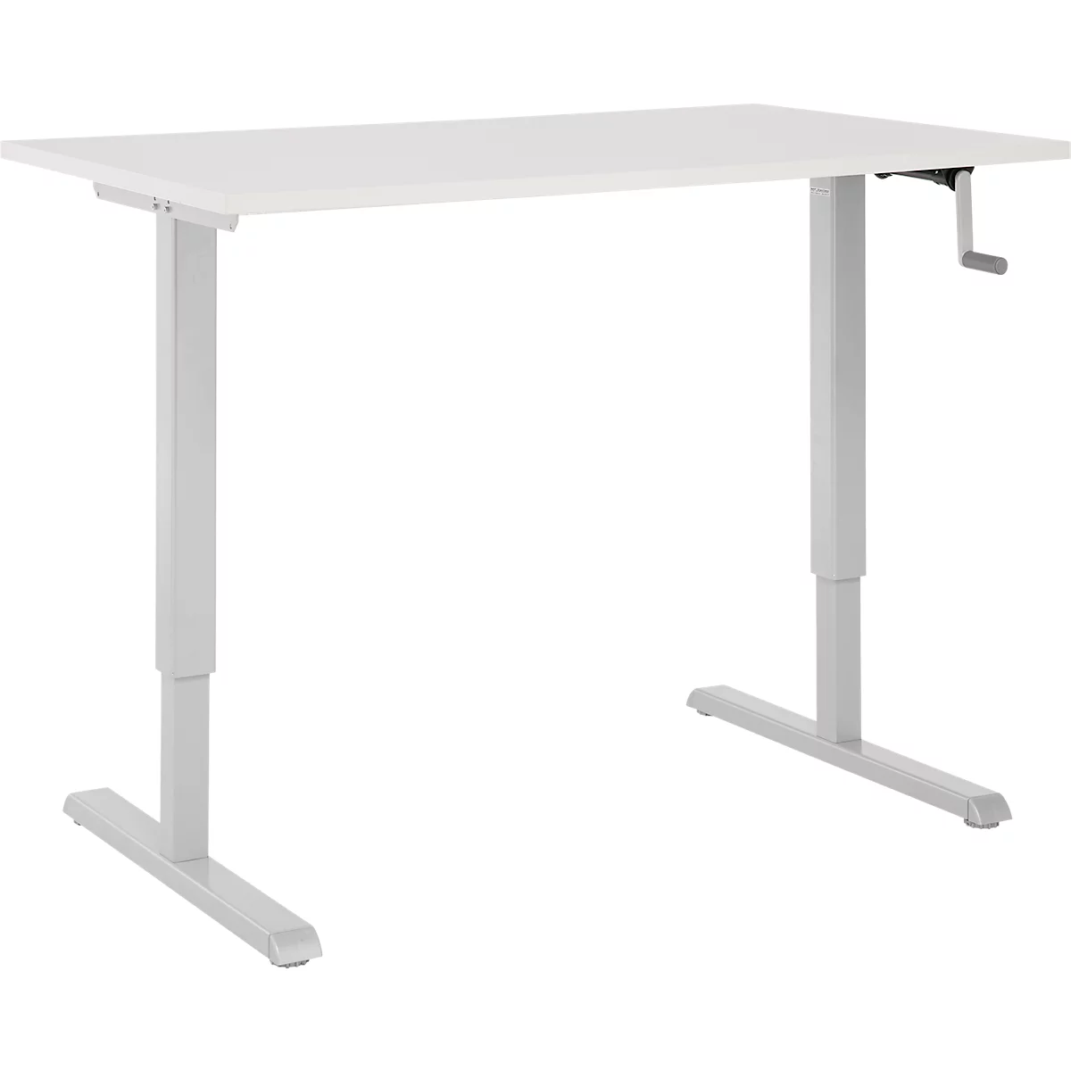 Multiflex bureau, handmatig in hoogte verstelbaar met slinger, B 1200 x D 800 x H 700-1180 mm, aluminium lichtgrijs/wit
