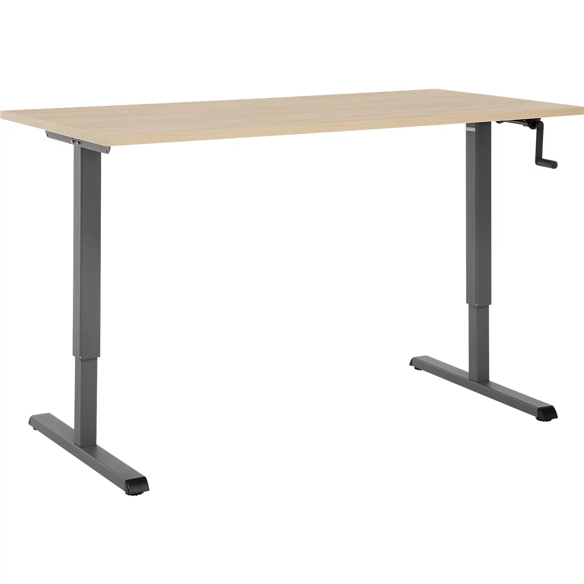 Multiflex bureau, handmatig in hoogte verstelbaar met slinger, B 1600 x D 800 x H 700-1180 mm, eiken/antraciet