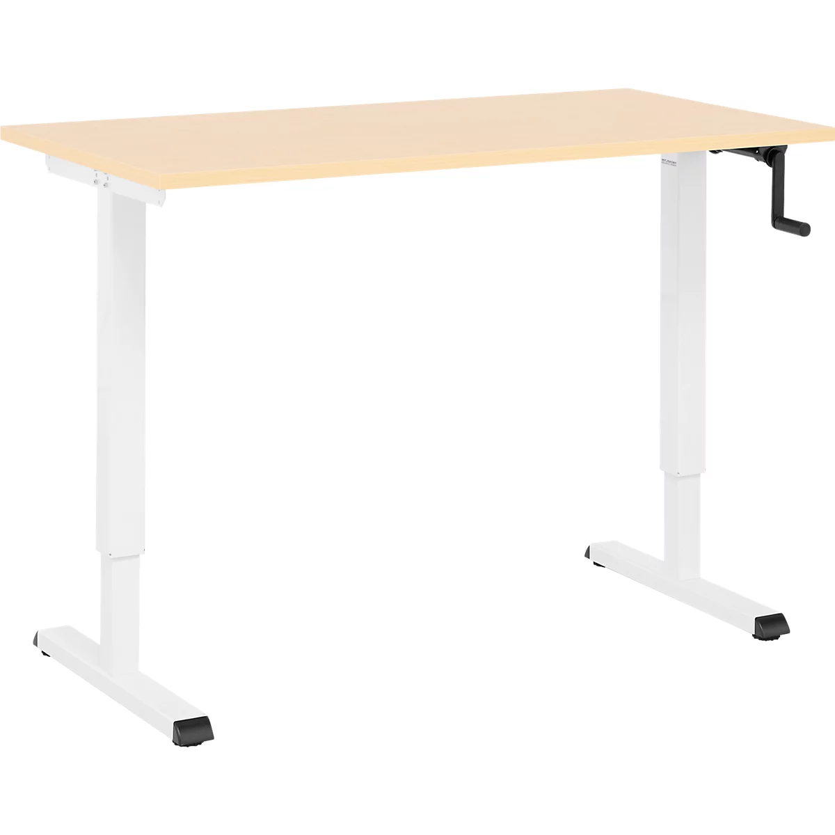 Multiflex bureau voor thuiskantoor, handmatig in hoogte verstelbaar met slinger, B 1300 x D 650 x H 700-1180 mm, ahorn/wit
