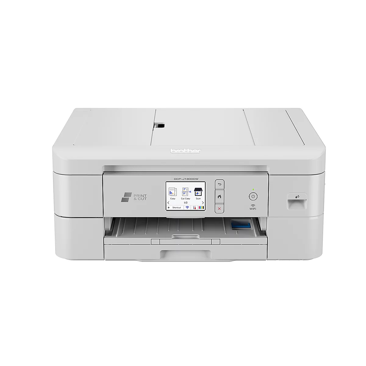 Multifonction à encre Brother DCP-J1800DW, couleur &amp; N&amp;B, 3 en 1, impression/copie/numérisation, USB/LAN/Wi-Fi, recto-verso, jusqu'à A4, L 400 x P 343 x H 172 mm