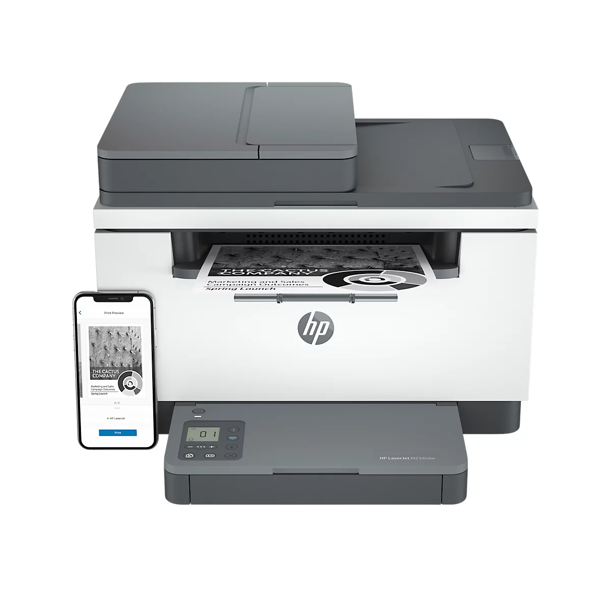 Multifuncional láser HP LaserJet MFP M234sdw, monocromo, 3 en 1, USB/LAN/WLAN, impresión automática a doble cara/móvil, hasta A4, incluye cartucho de tóner negro