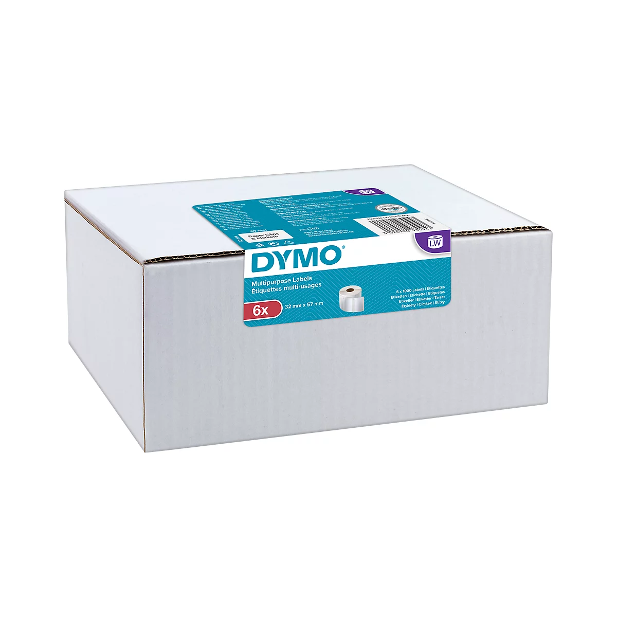 Multifunctionele etiketten, papier, verwijderbaar, 57 x 32 mm, 6 x 1000 stuks, wit