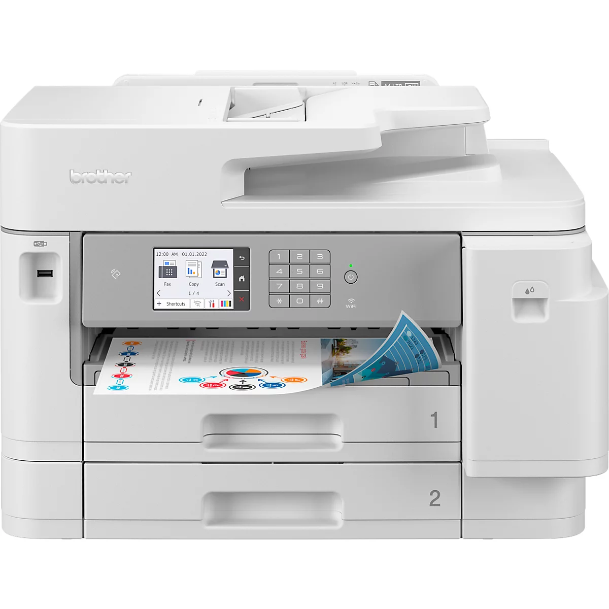 Multifunctionele inkjetprinter Brother MFC-J5955DW, 4 in 1, USB/LAN/WLAN, auto-duplex/mobiel printen/NFC, 2 papierladen, tot A3, met CMYK-cartridges