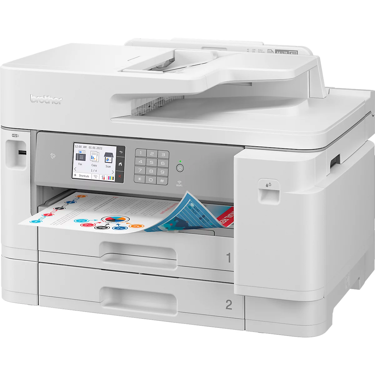 Multifunctionele inkjetprinter Brother MFC-J5955DW, 4 in 1, USB/LAN/WLAN, auto-duplex/mobiel printen/NFC, 2 papierladen, tot A3, met CMYK-cartridges