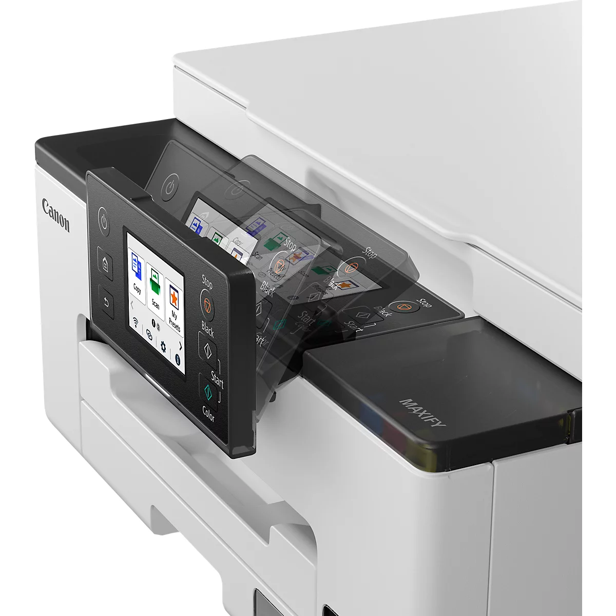 Multifunctionele inkjetprinter Canon MAXIFY GX1050, 3-in-1, USB/LAN/WLAN/Cloud, auto duplex, mobiel printen, tot A4, incl. CMYK-inktflessen