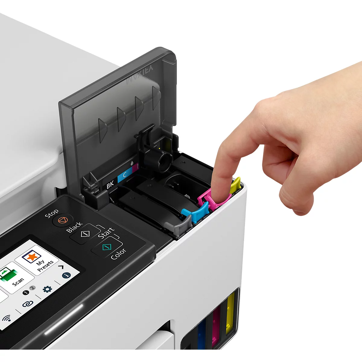 Multifunctionele inkjetprinter Canon MAXIFY GX1050, 3-in-1, USB/LAN/WLAN/Cloud, auto duplex, mobiel printen, tot A4, incl. CMYK-inktflessen