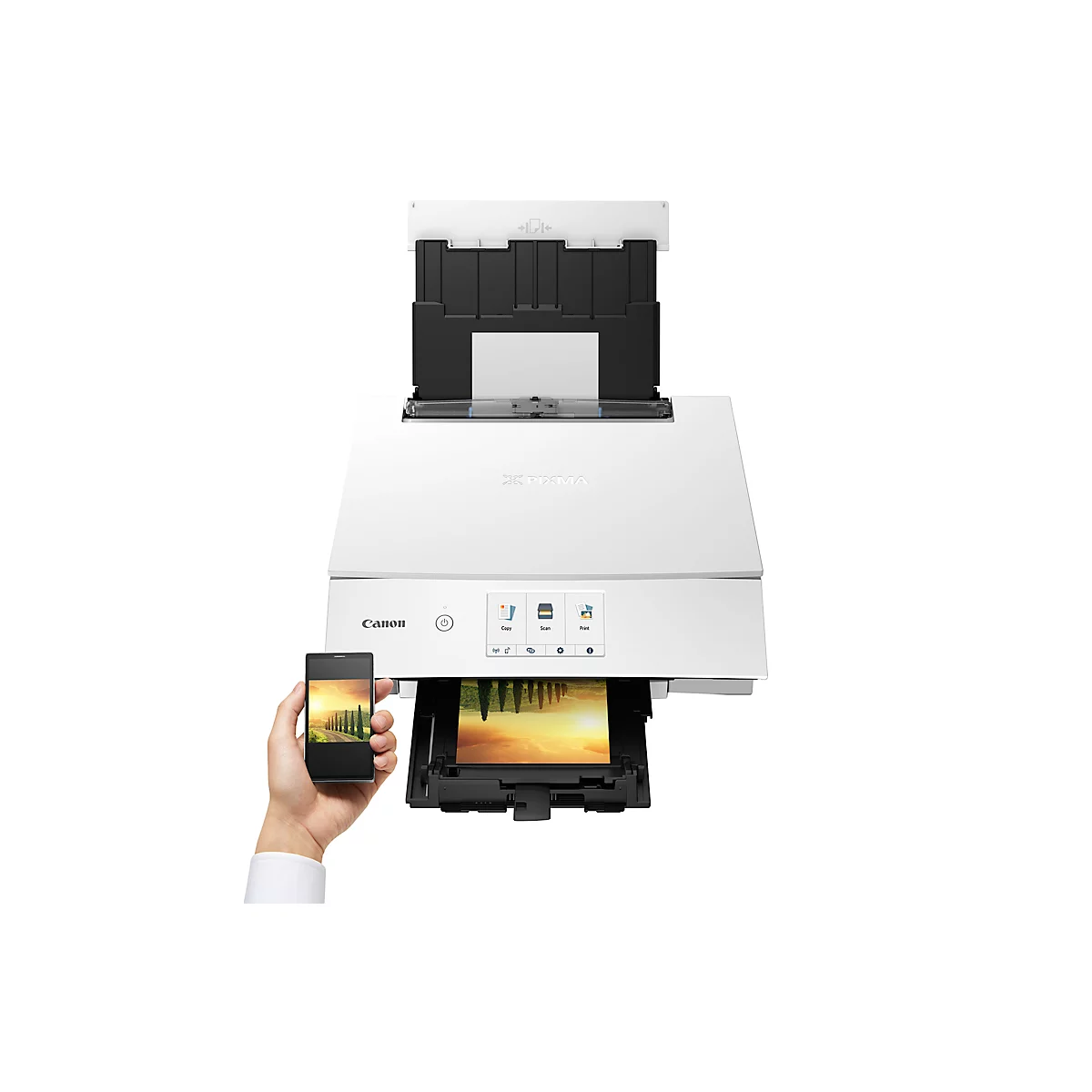 Multifunctionele inkjetprinter Canon PIXMA TS8351a, 3-in-1, USB/WLAN/SD, automatisch dubbelzijdig printen/mobiel printen, tot A4, incl. 6 ChromaLife-inkttanks, wit