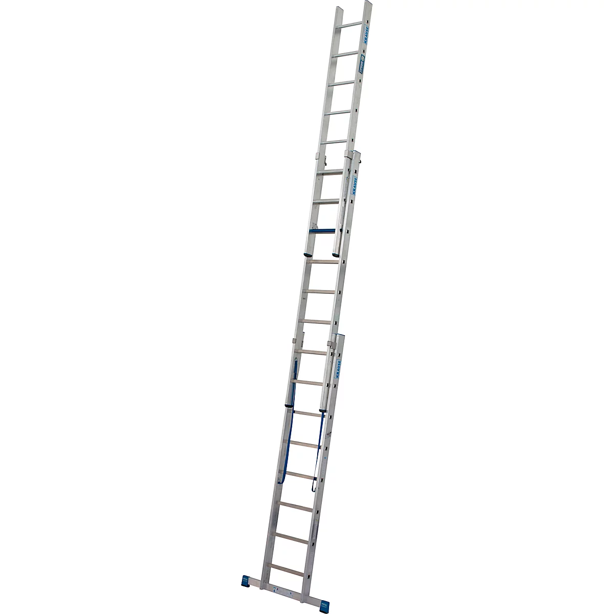Multifunctionele ladder Krause, 3-delig, treden T 80 mm &amp; sporten T 30 mm, dwarsbalk, TRBS 2121-2, met 3 x 8 sporten, aluminium