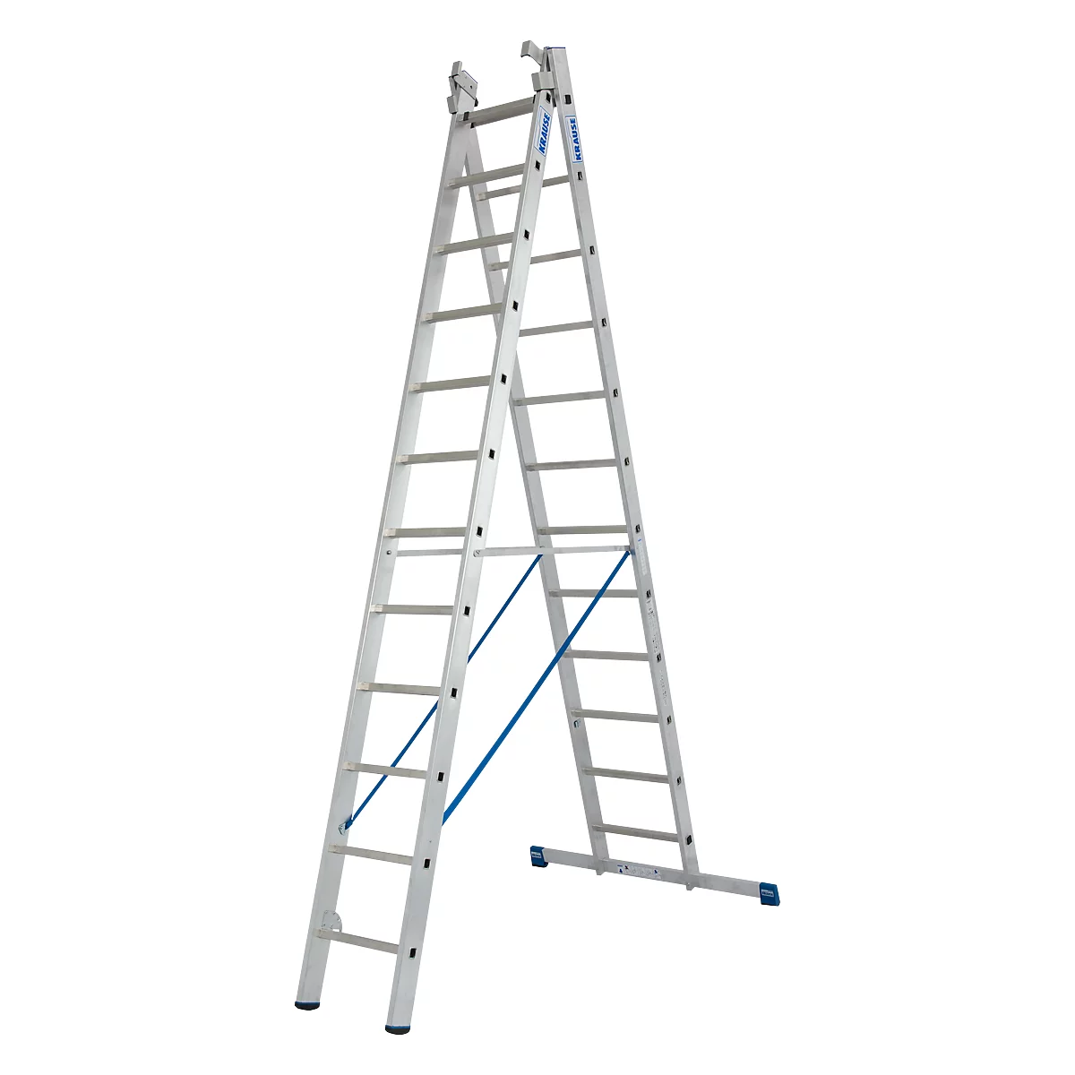 Multifunctionele ladder van aluminium 3 x 12 sporten, met trigon-dwarssteun