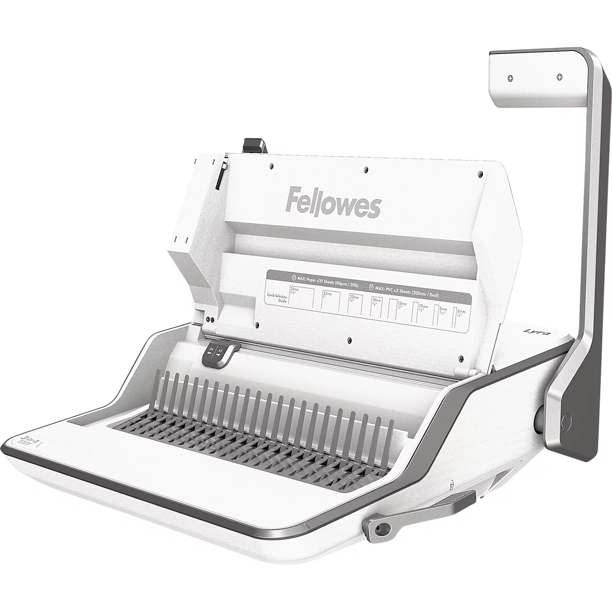 Multifunktions-Bindegerät Fellowes Lyra, binden/heften/lochen, bis DIN A4, B 423 x T 395 x H 153 mm, silber-weiß