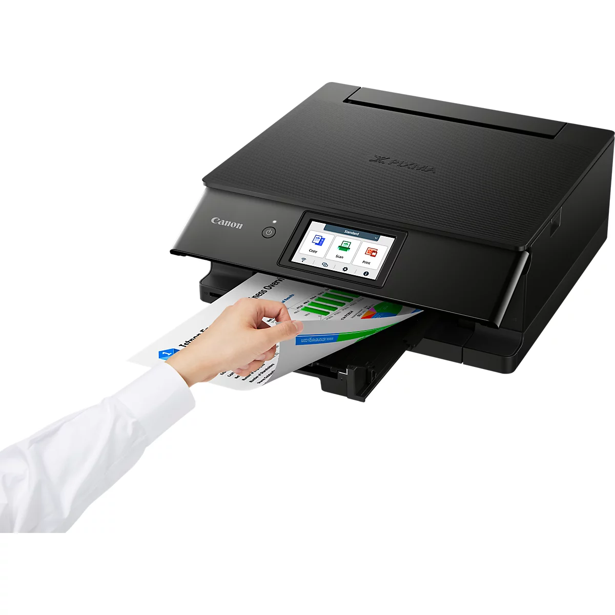 Multifunktionsdrucker Canon PIXMA TS8750, 3 in 1, USB/WLAN/Cloud/SDCard, Auto-Duplex/Mobildruck, bis A4, inkl. 6 Tintenpatronen, schwarz