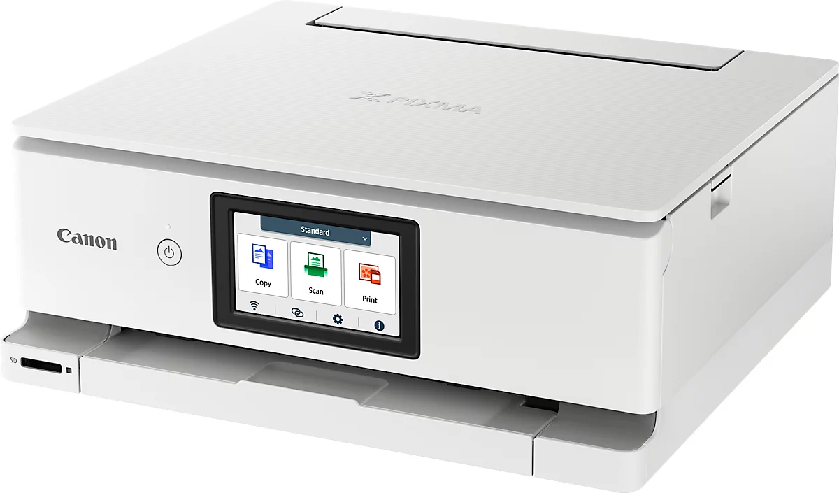 Multifunktionsdrucker Canon PIXMA TS8751, 3 in 1, USB/WLAN/Cloud/SDCard, Auto-Duplex/Mobildruck, bis A4, inkl. 6 Tintenpatronen, weiß