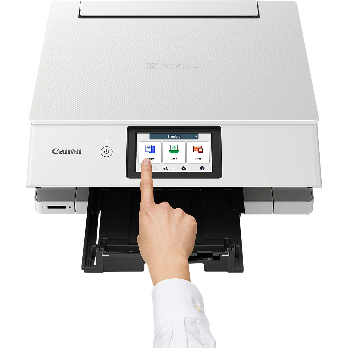 Multifunktionsdrucker Canon PIXMA TS8751, 3 in 1, USB/WLAN/Cloud/SDCard, Auto-Duplex/Mobildruck, bis A4, inkl. 6 Tintenpatronen, weiß