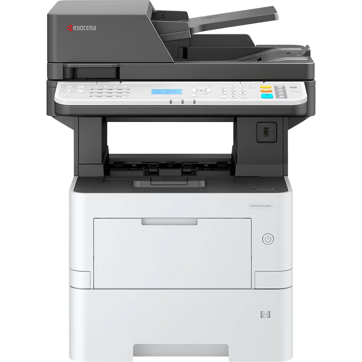 Multifunktionsdrucker Kyocera ECOSYS MA4500x Plus, erweiterte Garantie, Drucken/Kopieren/Scannen, B 475 x T 476 x H 575 mm, weiß-schwarz