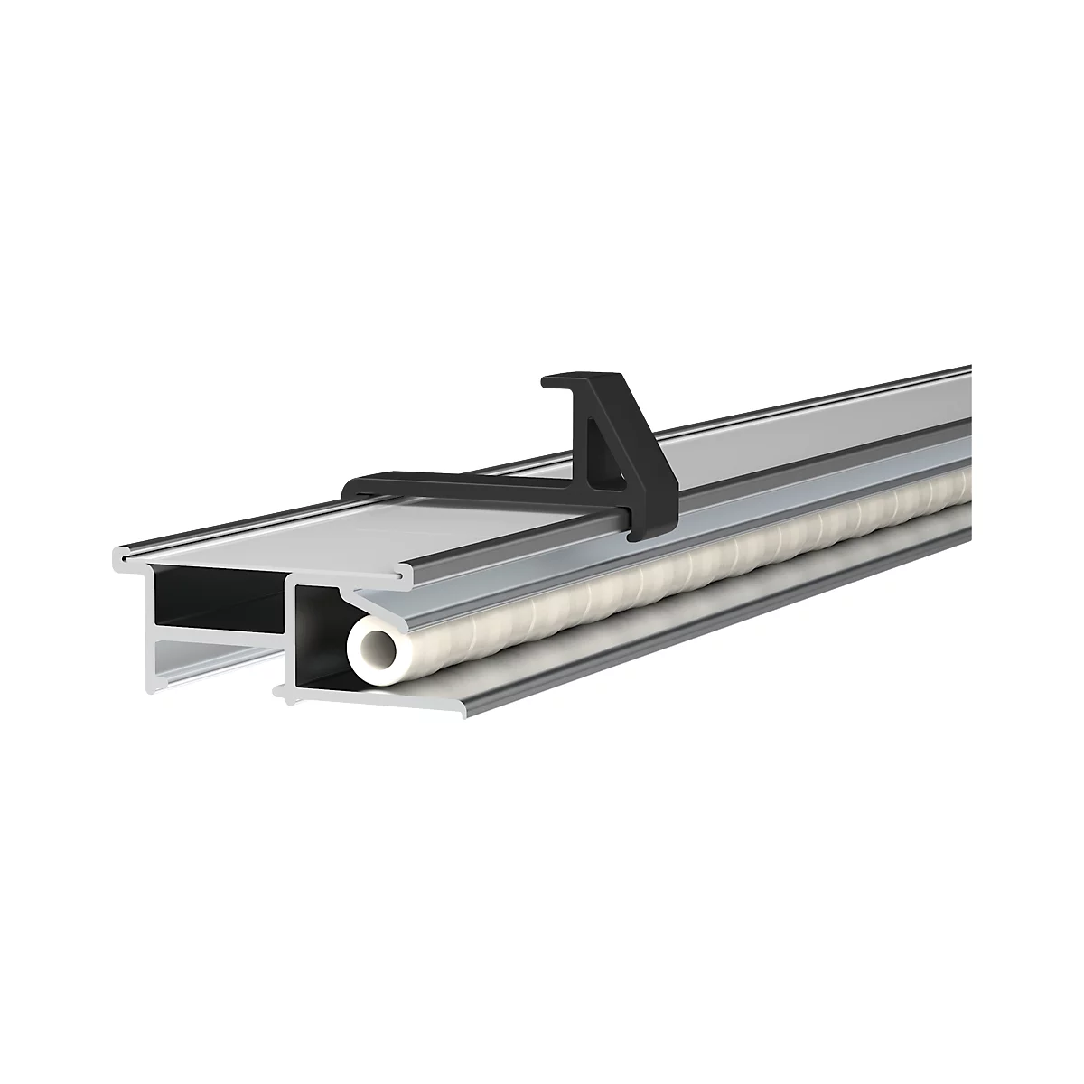 Multifunktionsklemmleiste MAULpro, inkl. 2 Multifunktionshaken, für Flipchartblöcke ab 11 mm Lochung, B 42 x T 15 x L 1000 mm, Aluminium